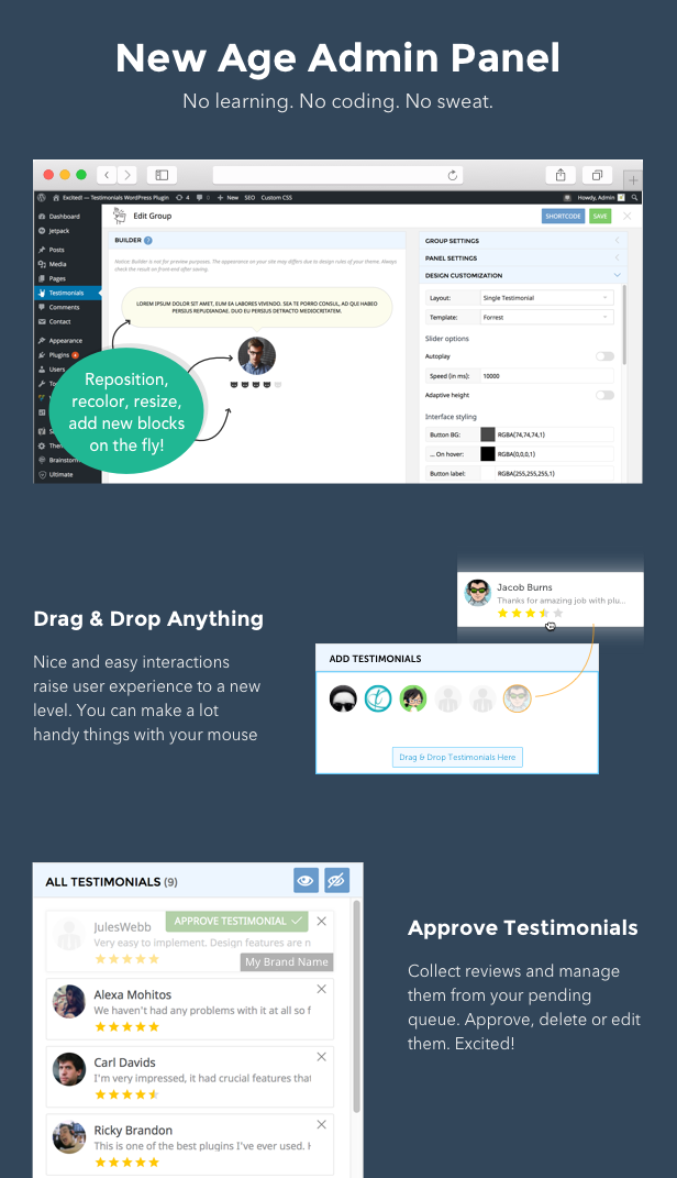 Testimonials Showcase for WordPress — Excited! - 9